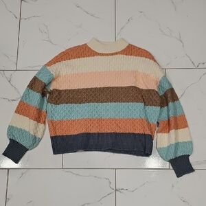 89th & Madison Textured Striped Sweater | Balloon Sleeves | Size Small